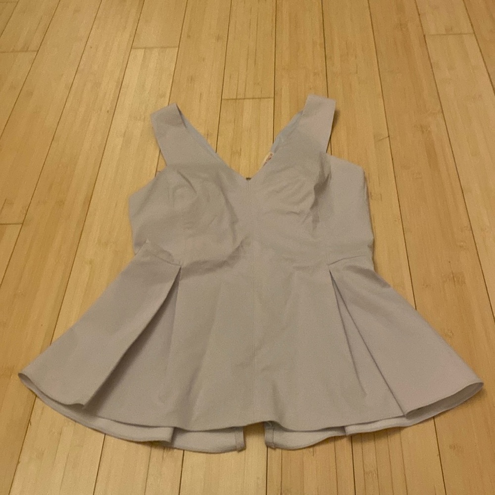 Rebecca Taylor Light Grey Peplum Top With Back Cut-Outs
